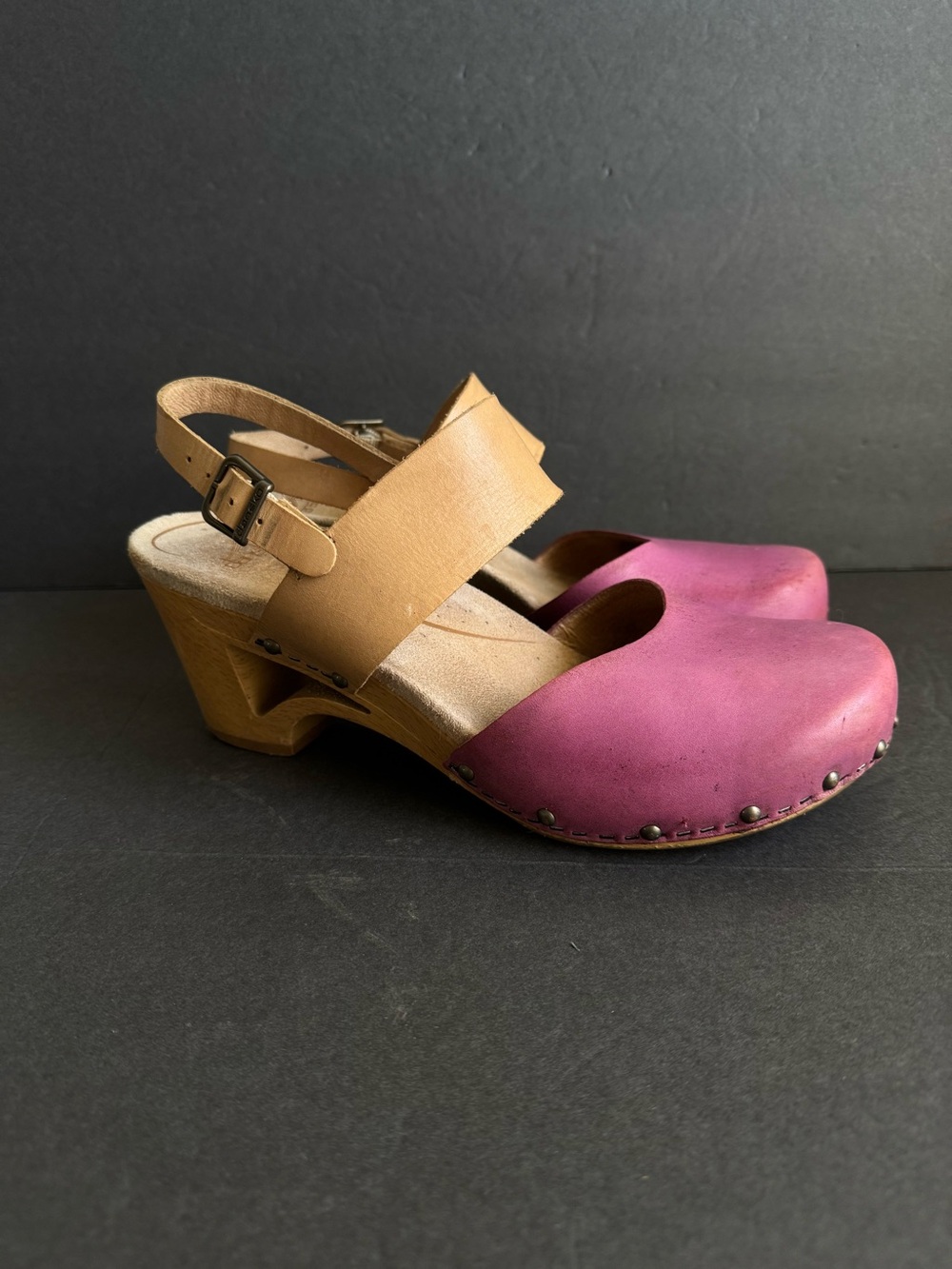 Dansko Thea Clogs Sandals Pink & Tan Leather Comfort Shoes Womens 40 - Picture 7 of 14
